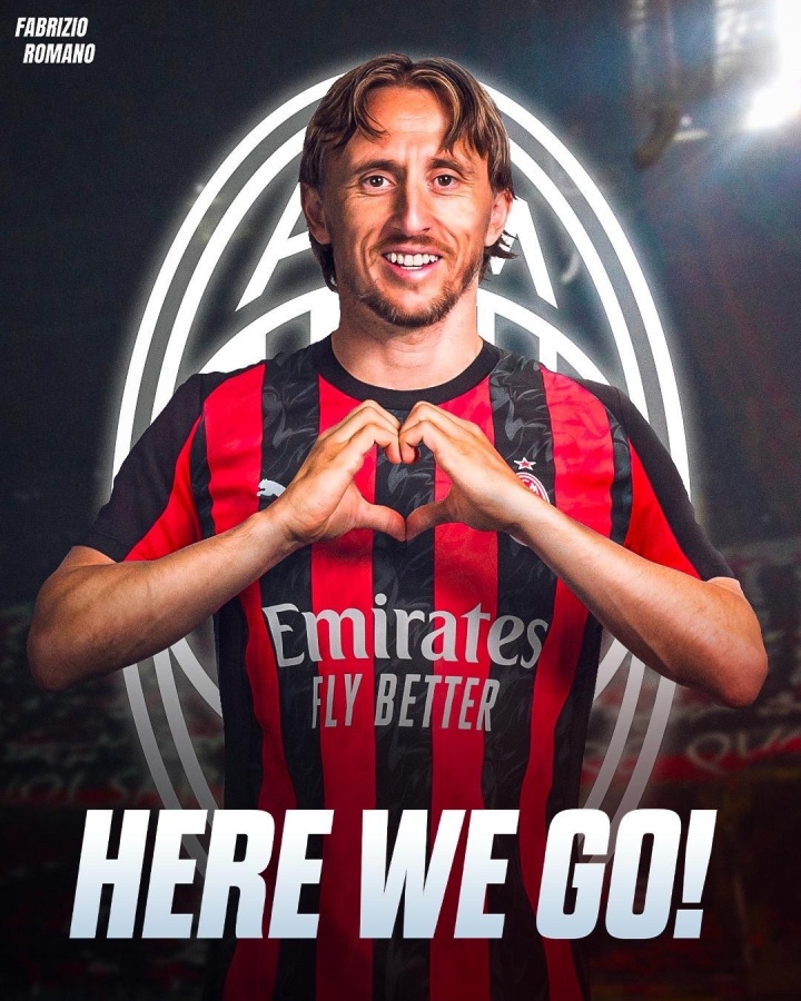 我們?nèi)?！羅曼諾：39歲的莫德里克（Modric）自由加入AC米蘭（AC Milan）